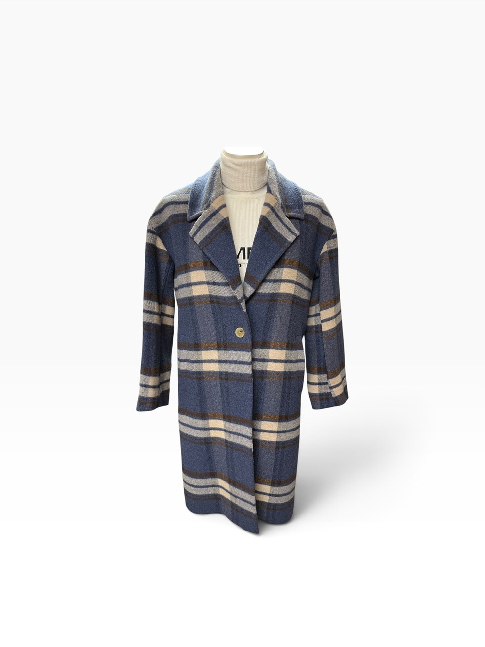 Wilfred The only Coat Blue Plaid Single-Button Pea Coat size 3 or XL
